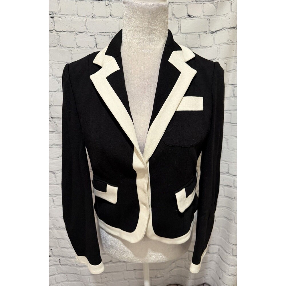 International Concerts INC Black White Jacket Blazer Blended Fabric P Petite